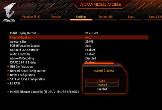 Вимкнути GPU в BIOS