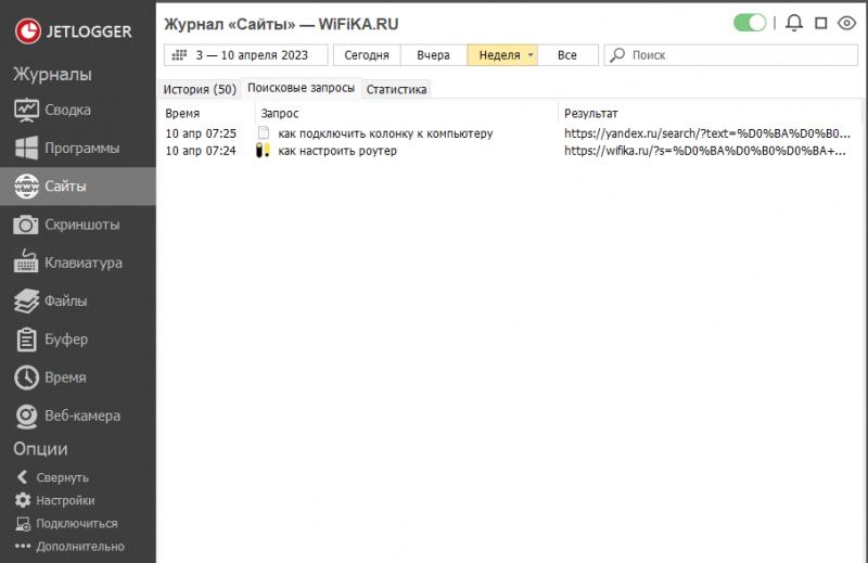 історія відвідувань веб-ресурсів