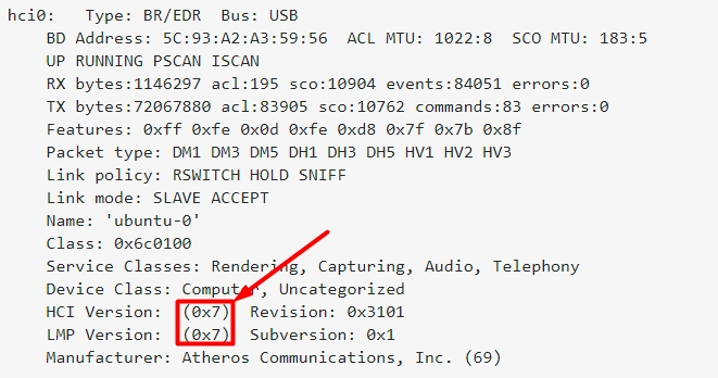 Перевірка версії Bluetooth для Linux (Ubuntu)