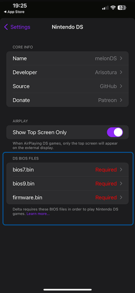 Delta - емулятор доступні такі опції