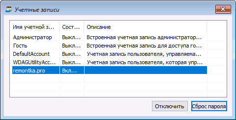 натисніть кнопку «Скинути пароль»